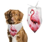 Bandanas pour chien avec flamant rose imprimé aquarelle bavoirs pour chien lavables en polyester mouchoir écharpe bandana triangle pour chiens de petite, moyenne et grande taille