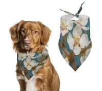 Bandanas pour chien avec fleurs blanches pâles imprimées - Bavoirs pour chien en polyester lavable - Bandana triangulaire pour chiens de petite, moyenne et grande taille