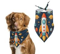 Bandanas pour chien avec fusée Clipart Navire spatial imprimé écharpe chien bavoirs chien lavable polyester mouchoir écharpe triangle bandana pour chiens de petite, moyenne et grande taille