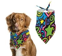 Bandanas pour chien avec gribouillis et lignes imprimées - Bavoirs pour chien en polyester lavable - Écharpe triangulaire pour chiens de petite, moyenne et grande taille