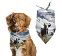 Bandanas pour chien avec images de vache de la ferme imprimées - Bavoirs pour chien lavables en polyester - Bandana triangulaire pour chiens de petite, moyenne et grande taille