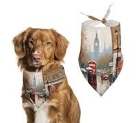 Bandanas pour chien avec impression de Londres - Bavoirs pour chien lavables en polyester - Bandana triangulaire pour chiens de petite, moyenne et grande taille