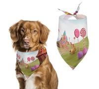 Bandanas pour chien avec imprimé Candy Land - Bavoirs pour chien lavables en polyester - Bandana triangulaire pour chiens de petite, moyenne et grande taille