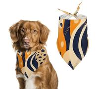 Bandanas pour chien avec imprimé orange et bleu foncé - Bavoirs pour chien en polyester lavable - Bandana triangulaire pour chiens de petite, moyenne et grande taille