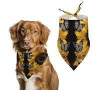 Bandanas pour chien avec imprimé papillon et tournesol - Bavoirs pour chien lavables en polyester - Bandana triangulaire pour chiens de petite, moyenne et grande taille