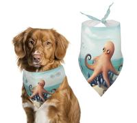 Bandanas pour chien avec imprimé pieuvre et étoile de mer pour chien, bavoirs lavables en polyester mouchoir écharpe triangle bandana pour chiens de petite, moyenne et grande taille