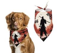 Bandanas pour chien avec imprimé samouraï - Bavoirs lavables en polyester - Bandana triangulaire pour chiens de petite, moyenne et grande taille
