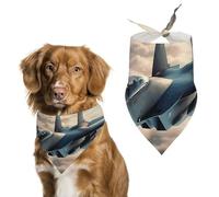 Bandanas pour chien avec jets de combat d'avion - Écharpe mignonne pour chiens et chats - Bavoirs triangulaires doux et respirants pour animaux de compagnie - Accessoire de mode pour chiots de petite