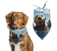 Bandanas pour chien avec joli imprimé loutre de mer imprimé bavoirs pour chien en polyester lavable mouchoir écharpe bandana triangle pour chiens de petite, moyenne et grande taille