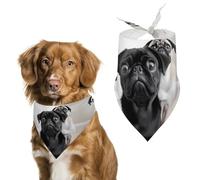 Bandanas pour chien avec joli motif carlin noir imprimé bavoirs pour chien lavable en polyester mouchoir écharpe triangle bandana pour chiens de petite, moyenne et grande taille