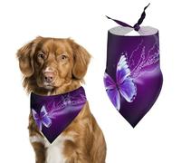 Bandanas pour chien avec joli papillon violet imprimé foulard pour chien bavoirs pour chien en polyester lavable foulard bandana triangle pour chiens de petite, moyenne et grande taille