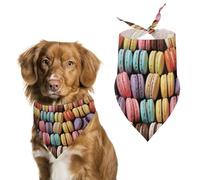 Bandanas pour chien avec macaron biscuit aromatisé pâtisseries imprimé écharpe pour chien bavoirs lavables en polyester mouchoir écharpe triangle bandana pour chiens de petite, moyenne et grande