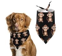 Bandanas pour chien avec motif singe marron dessin animé, bavoirs pour chien lavables en polyester mouchoir écharpe triangle bandana pour chiens de petite, moyenne et grande taille