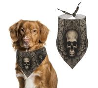 Bandanas pour chien avec papier peint gothique imprimé tête de mort, bavoirs pour chien lavables en polyester mouchoir écharpe triangle bandana pour chiens de petite, moyenne et grande taille