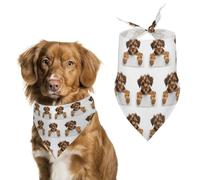 Bandanas pour chien avec petit chien marron imprimé bavoirs pour chien lavables en polyester foulard triangle bandana pour chiens de petite, moyenne et grande taille