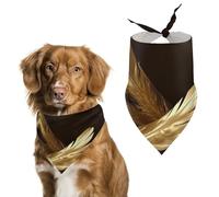 Bandanas pour chien avec plumes dorées imprimées - Bavoirs pour chien en polyester lavable - Bandana triangulaire pour chiens de petite, moyenne et grande taille