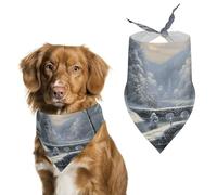 Bandanas pour chien avec scène de neige d'hiver imprimée bavoirs pour chien lavables en polyester mouchoir écharpe bandana triangle pour chiens de petite, moyenne et grande taille