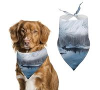 Bandanas pour chien avec scène de neige d'hiver imprimée bavoirs pour chien lavables en polyester mouchoir écharpe triangle bandana pour chiens de petite, moyenne et grande taille