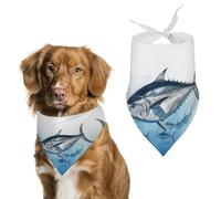 Bandanas pour chien avec thon bleu thunnus imprimé bavoirs pour chien lavables en polyester mouchoir écharpe triangle bandana pour chiens de petite, moyenne et grande taille