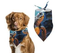Bandanas pour chien avec tortue de mer peinte imprimée bavoirs pour chien en polyester lavable foulard bandana triangle pour chiens de petite, moyenne et grande taille