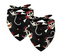 Bandanas pour Chien,Bavoirs triangulaires 2 pièces,Ancre crâne vin Pirate,Bandana pour Animaux de Compagnie pour Grands Chiens Chats