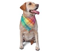Bandanas pour Chien, Chat, Chiot, écharpes, Mouchoir Lavable pour Animaux de Compagnie, Motif Arc-en-Ciel Multicolore à Carreaux