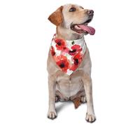 Bandanas pour Chien, Chat, Chiot, écharpes, Mouchoir Lavable pour Animaux de Compagnie, Motif Coquelicot Rouge, Aquarelle