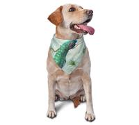 Bandanas pour Chien, Chat, Chiot, écharpes, Mouchoir Lavable pour Animaux de Compagnie, Motif élégant Paon et Plumes, Bleu Aqua