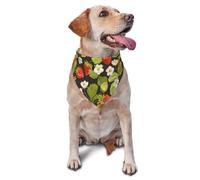 Bandanas pour Chien, Chat, Chiot, écharpes, Mouchoir Lavable pour Animaux de Compagnie, Motif Fraise Vintage d'été, Feuilles Vertes