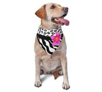 Bandanas pour Chien, Chat, Chiot, écharpes, Mouchoir Lavable pour Animaux de Compagnie, Motif Peau de zèbre et de guépard Noir et Blanc et Fleur Rose