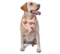 Bandanas pour Chien, Chat, Chiot, Foulards, Mouchoir Lavable pour Animaux de Compagnie, Motif Animaux de Cirque, Tigres Mignons sur Fond Rose