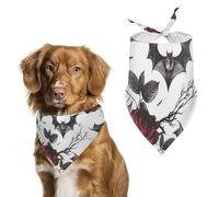 Bandanas pour Chien Chauve-Souris Gothique Et Roses Rouges Echarpe pour Chien Bavoir Kerchief pour Animaux De Compagnie Large: 70 * 30 CM