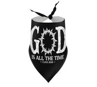 Bandanas pour Chien « Dieu est Tout Le Temps, J'aime Jésus » - Bavoirs Religieux à col en V pour Chiots et Chats - Accessoire Triangulaire Ajustable - Convient aux Chiots et Chats de Petite, Moyenne