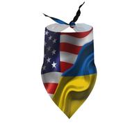 Bandanas pour Chien, Ensemble Drapeaux Amérique et Ukraine, 1 Bavoir à col en V pour Chiot, écharpe Triangulaire Ajustable, Accessoires pour Chiots et Chats de Petite, Moyenne et Grande Taille