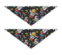 Bandanas pour chien et chat avec motif d'astronaute de Noël - Unisexe - Avec bouton pression - Accessoire mignon pour chiens et chats