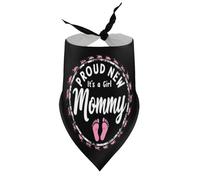 Bandanas pour Chien « Fierte Nouvelle Maman » « C’est Une Fille » Bavoirs Roses à col en V pour Chiot et Chat, Motif Empreintes de Pieds de bébé