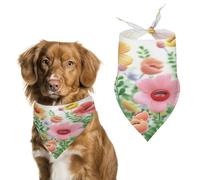 Bandanas pour chien Happy Flower - En coton doux - Lavable au quotidien - Durable - Triangle réversible - Convient pour les chiens et chats de petite, moyenne et grande taille