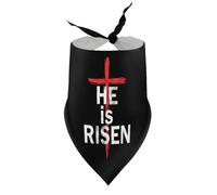 Bandanas pour Chien « Il est ressuscit頻 avec Croix de Pâques et Jésus, Bavoir col en V, écharpe Triangulaire Ajustable, Accessoires pour Chiots et Chats de Petite, Moyenne et Grande Taille