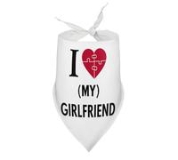 Bandanas pour Chien « J’Aime ma Copine » avec cœur, Bavoir à col en V, écharpe Triangulaire Ajustable, Accessoires pour Chiots et Chats de Petite, Moyenne et Grande Taille