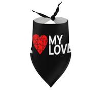 Bandanas pour Chien « J’Aime Mon Amour » pour Chiot et Chat, Bavoirs à col en V, Foulards triangulaires Ajustables, Accessoires pour Petits, Moyens et Grands Chiots et Chats