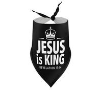 Bandanas pour Chien « Jésus est Roi » avec Couronne et Motif Apocalypse 1. Bavoirs à col en V, écharpes triangulaires Ajustables pour Chiots et Chats de Petite, Moyenne et Grande Taille.