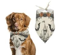Bandanas pour Chien Joyeux Halloween Citrouilles Chauves-Souris Echarpe pour Chien Bavoir Kerchief pour Animaux De Compagnie Large: 70 * 30 CM