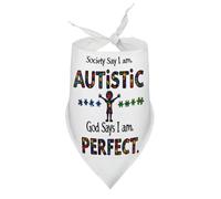 Bandanas pour Chien : La société Dit Que Je suis autiste, Dieu Dit Que Je suis Parfait (2) Bavoirs à col en V pour Chiots et Chats, écharpe Triangulaire Ajustable, Accessoires pour Petits, Moyens et