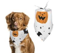 Bandanas pour Chien Mignonnes Citrouilles Chauves-Souris Motifs Étoiles Echarpe pour Chien Bavoir Kerchief pour Animaux De Compagnie Large: 70 * 30 CM