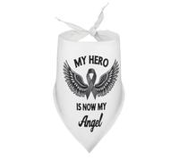 Bandanas pour Chien « Mon héros est Maintenant Mon Ange » : Ruban commémoratif, Ailes, Bavoir à col en V, écharpe Triangulaire Ajustable, Accessoires pour Chiots et Chats de Petite, Moyenne et Grande