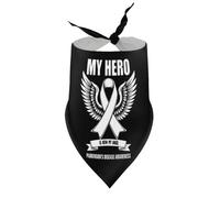 Bandanas pour Chien « Mon héros, Maintenant Mon Ange » - Sensibilisation à la maladie de Parkinson - Bavoirs à col en V pour Chiots et Chats - Accessoires triangulaires Ajustables pour Petits, Moyens
