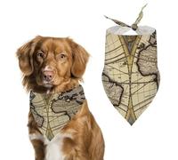 Bandanas pour chien motif carte du monde antique pour nourrir et toiletter, bavoirs triangulaires lavables pour animaux domestiques pour chats et chiens