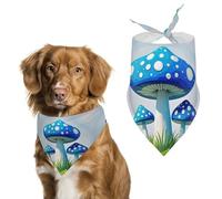 Bandanas pour chien motif champignon bleu dessin animé pour nourrir et toiletter, bavoirs triangulaires lavables pour animaux domestiques pour chats et chiens