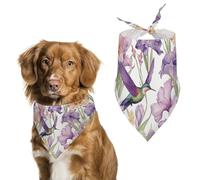 Bandanas pour chien motif colibris et fleurs d'iris pour nourrir et toiletter, bavoirs triangulaires lavables pour animaux domestiques pour chats et chiens