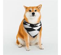 Bandanas pour chien motif damier noir et blanc - Taille S - Réglable - Bavoirs triangulaires réversibles - Lavable - Mouchoir quotidien pour chien de taille moyenne et grande - Cadeau